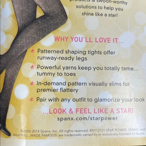 New Spanx Star Power Center Stage Patterned Shaping Tights Nouveau Black Sz D - Picture 6 of 7